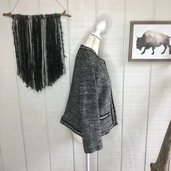 Talbots black and gray marled open front blazer - Picture 3 of 7